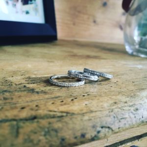Platinum and diamond wedding rings