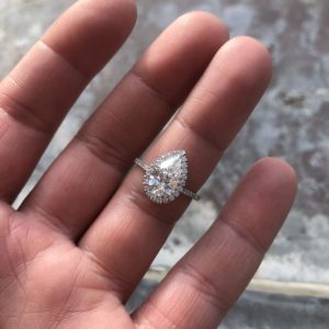 Pear shape diamond halo