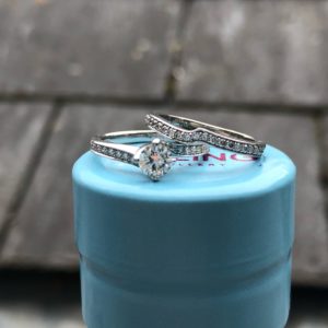 Diamond solitaire with matching fitted diamond ring