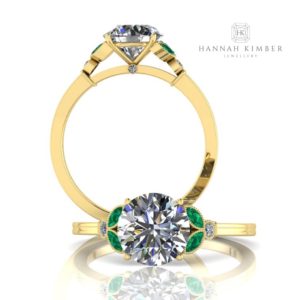 Grace - Round Brilliant with Emeralds
