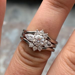 Double diamond wedding rings in platinum - £1100.0 each